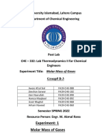 Molar Masses of Gases - Post Lab Thermo 2 B3