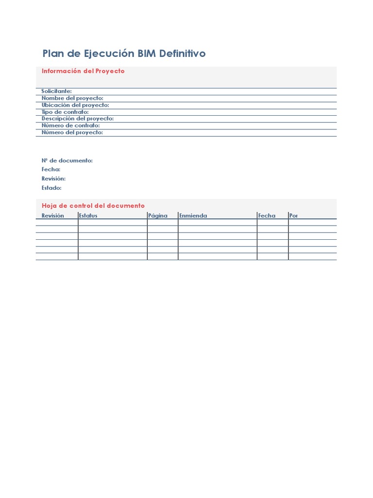 Excel Plan de Ejecución BIM Definitivo en Formato (PORTADA) | PDF
