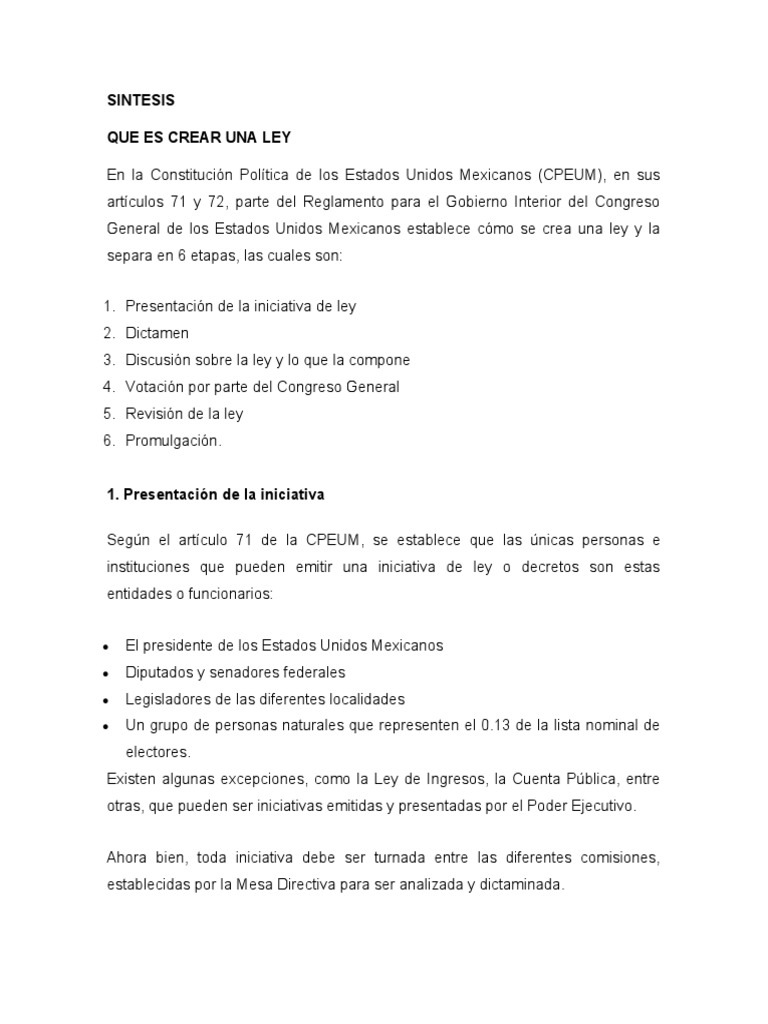 Proceso de Creación y Derogación de Leyes | PDF | Veto | Votación