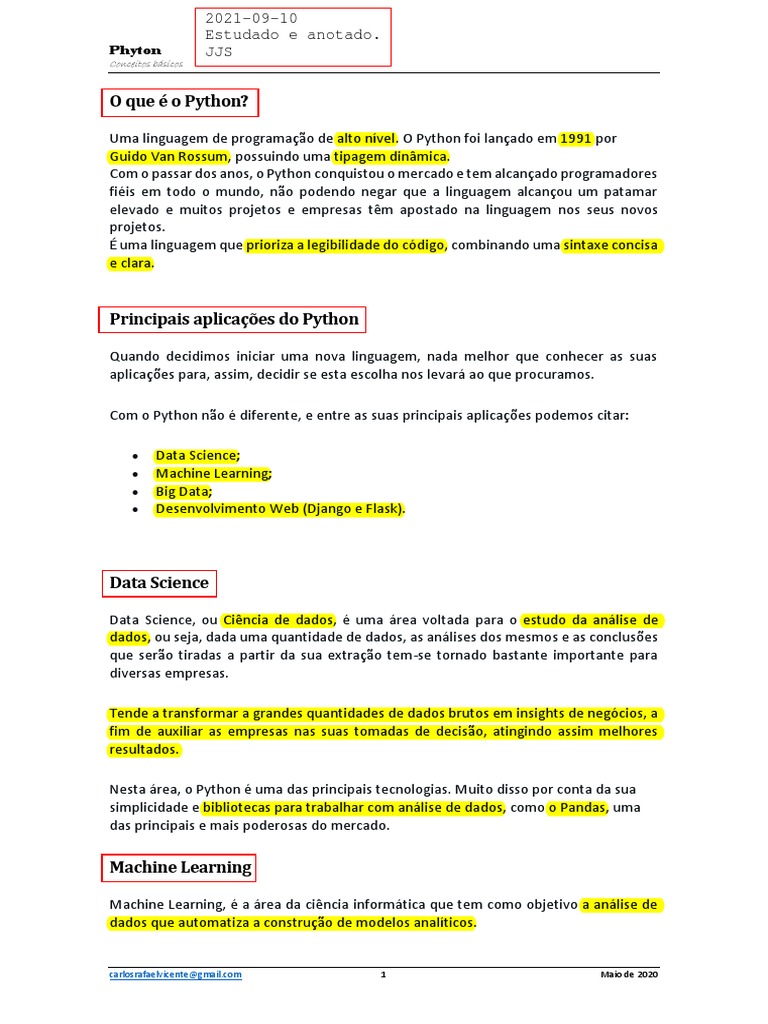 Python Fundamentos - Carlos Rafael Vicente | PDF | Big Data | Python ...