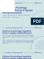 Práticas Do Psicólogo Hospitalar Frente À Equipe Multiprofissional