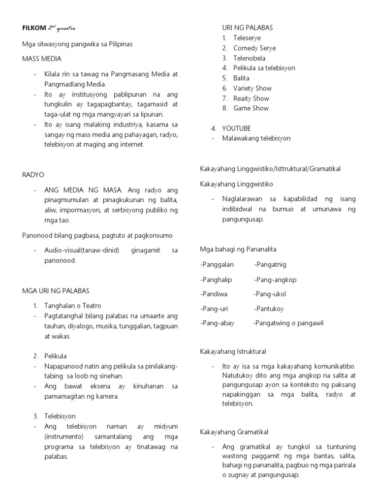 Filkom 2 Nd Quarter Pdf