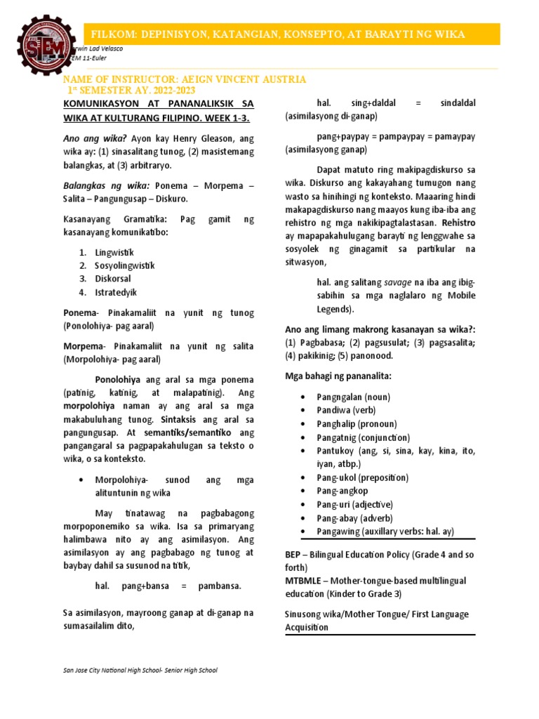 FilKom Lesson 1 2 | PDF