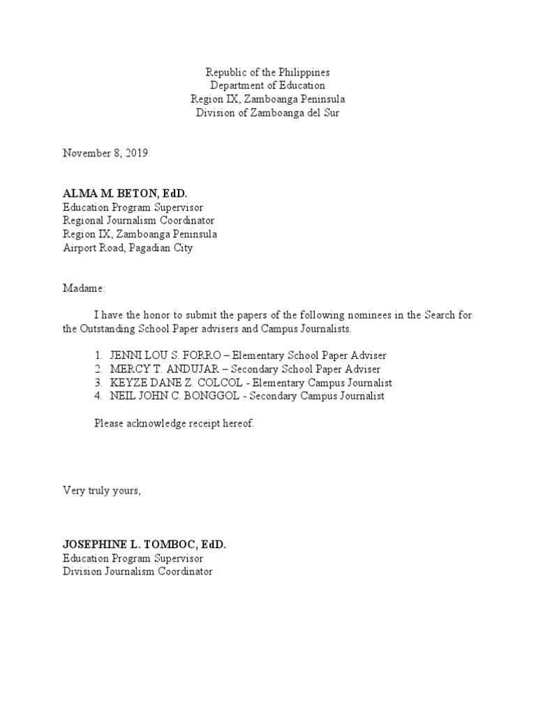 DepEd Document Submission Samples | PDF | Philippines