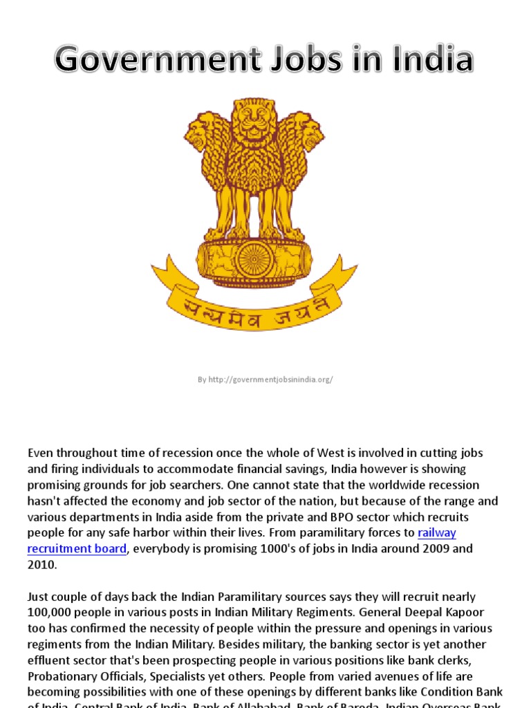 Government Jobs in India Test (Assessment) Banks