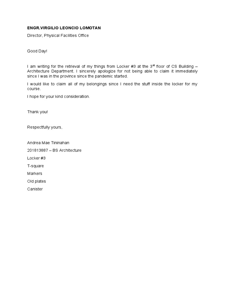 Locker Letter | PDF