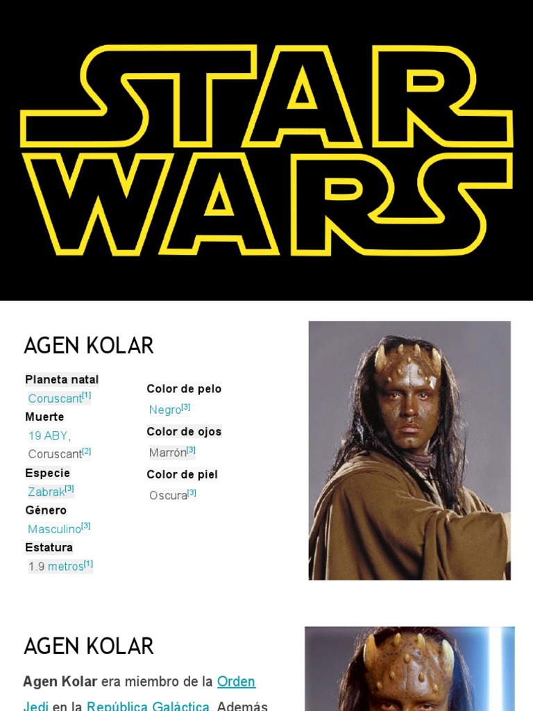 Agen Kolar: Maestro Jedi Zabrak | PDF | Deportes y actividades al aire ...