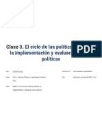 Clase 3. El Ciclo de Las Políticas Públicas - La Implementación y Evaluación de Las Políticas