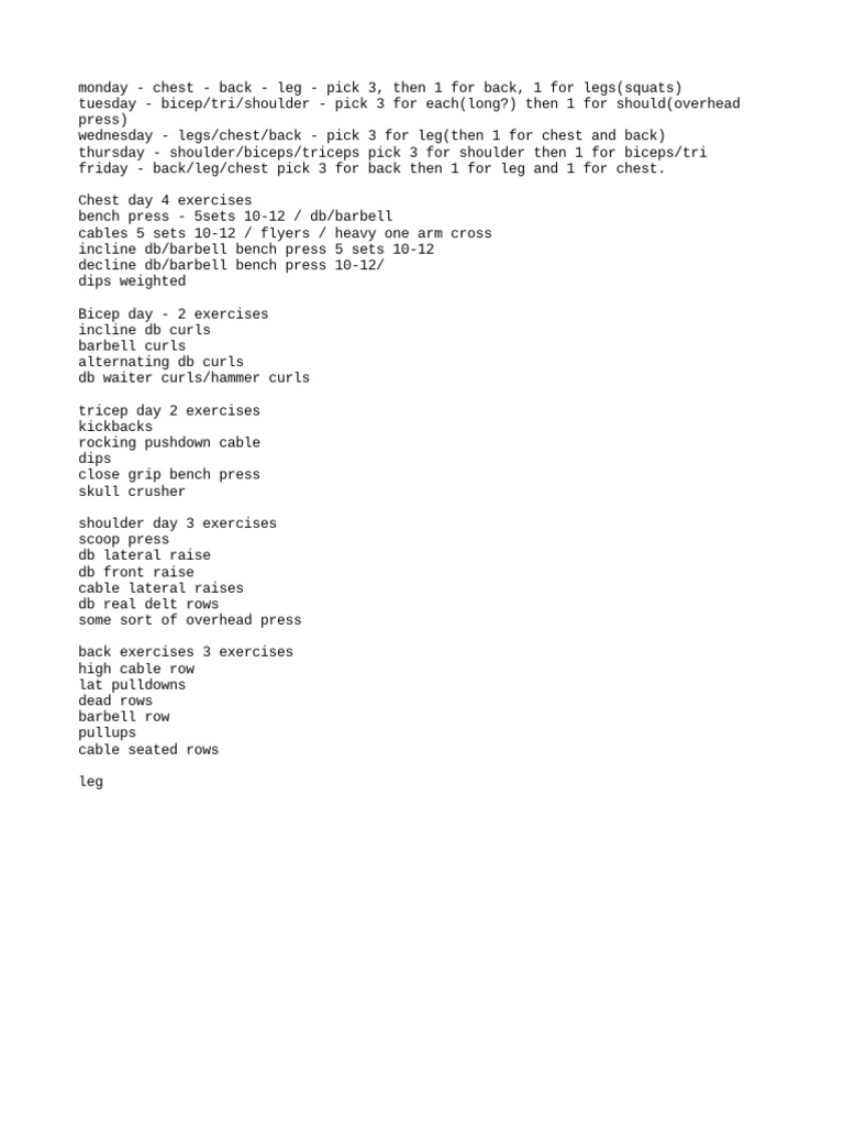 Exercise List | PDF