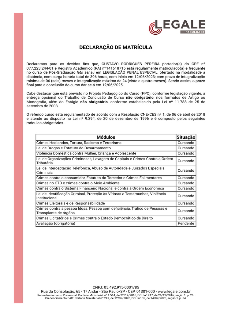Pós Graduação Leg | PDF