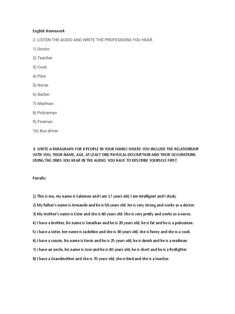 English Homework | PDF