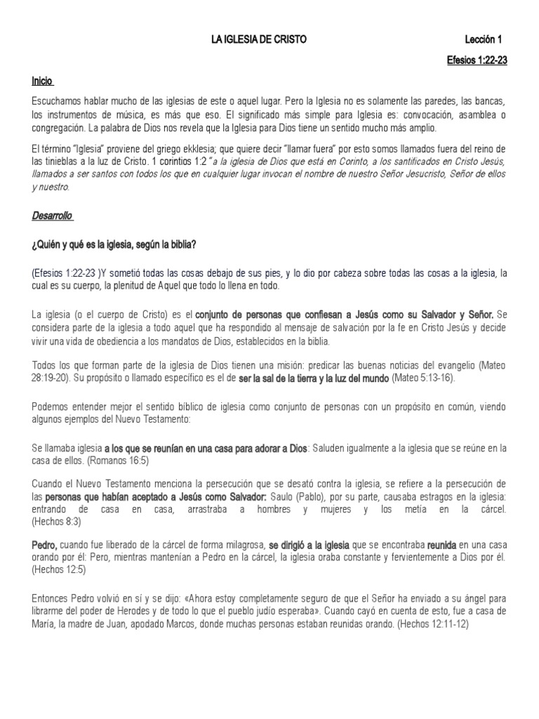 La Iglesia de Cristo Lección 1 | PDF | Jesús | Iglesia cristiana