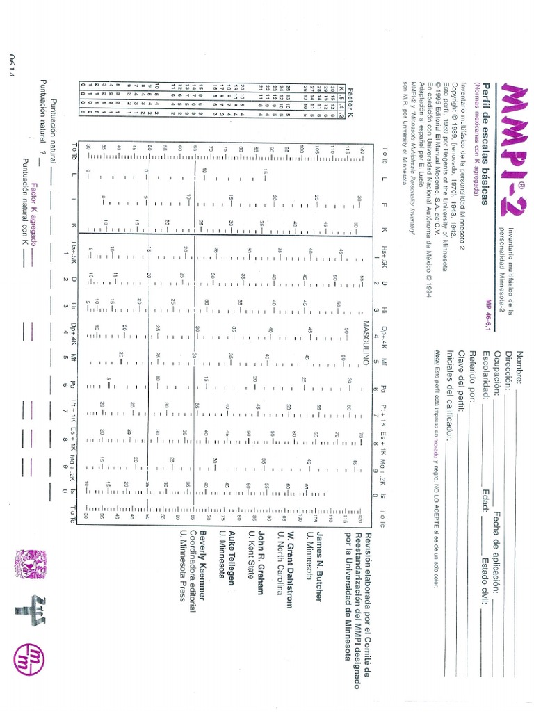 Perfiles Mmpi 2 | PDF