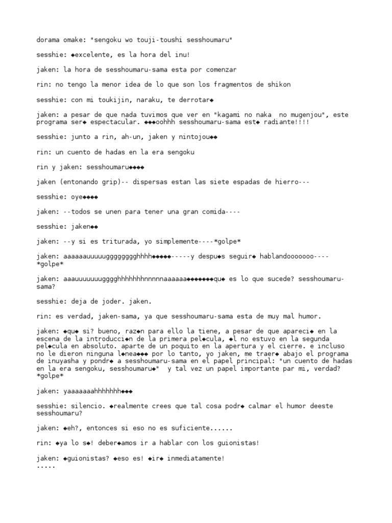 InuYasha Movie 2 Bonus Drama CD-Script | PDF | Anime y manga | Anime