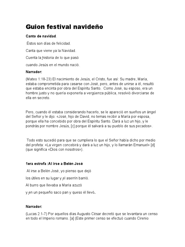 Guion para festival navideño | PDF | María, madre de Jesús | San José