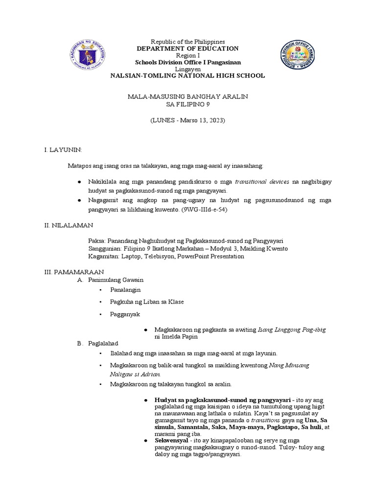 Week 5 Filipino 9 Pdf