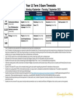 Year 11 Term 3 Exam Timetable