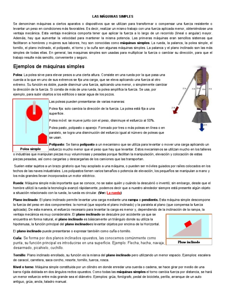 Máquinas Simples Pdf Tornillo Máquinas
