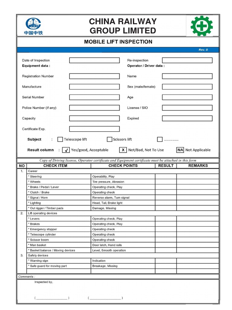 Man Lift Inspection PDF
