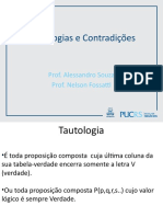 Raciocínio Lógico - Tautologias e Contradições