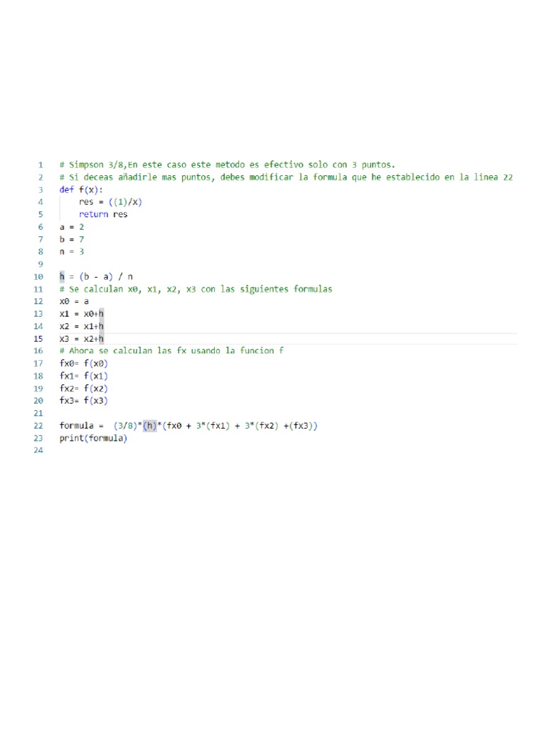 Regla de Simpson - 3 - 8 Implementacion en Python | PDF