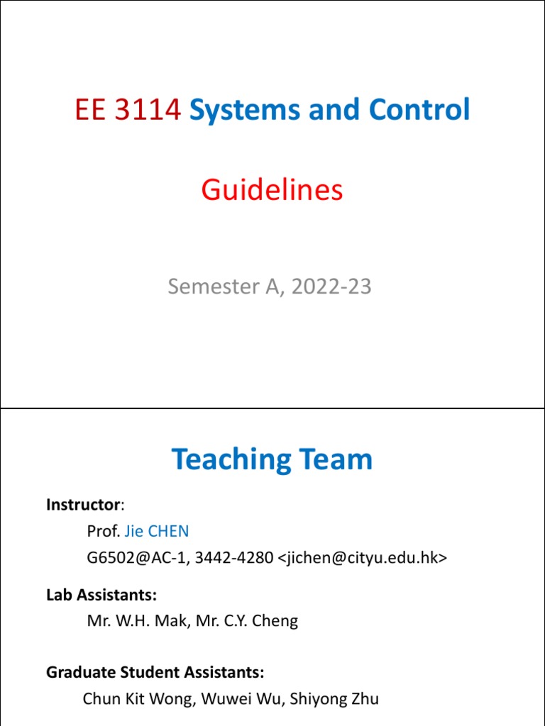 Lecture 1+introduction PDF Feedback Control Theory