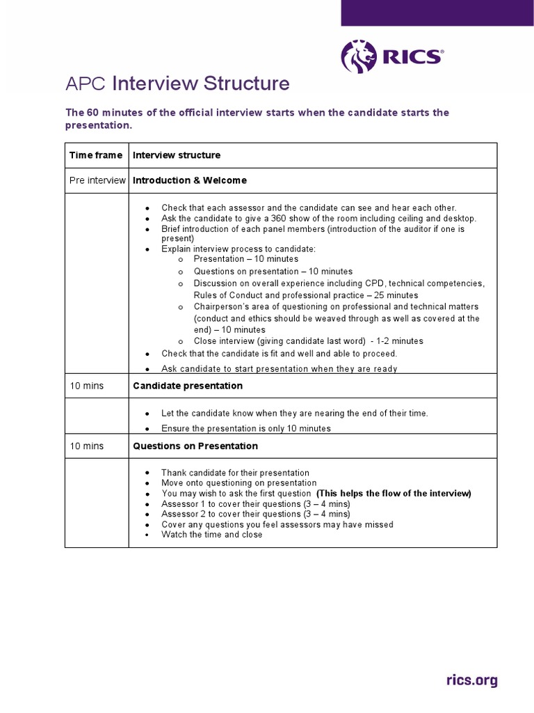 APC Interview Structure and Guidelines | PDF | Career & Growth