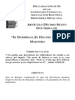 Artículos de Fe. Lección 16. El Domingo, El Día Del Señor. Maestros