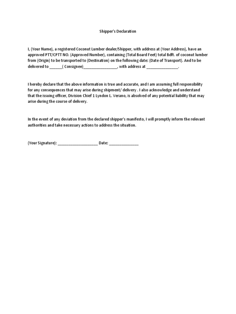 ShipperS Declaration 2023 | PDF