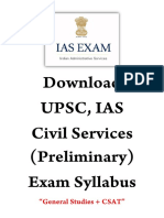 UPSC IAS Civil Services Preliminary General Studies CSAT Exam Syllabus in English - WWW - Dhyeyaias.com