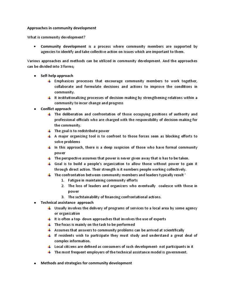 Community Development Approaches Explained | PDF | Community | Planning