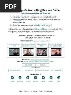 [MAKE A COPY] Wonsulting Resume Template + Resources