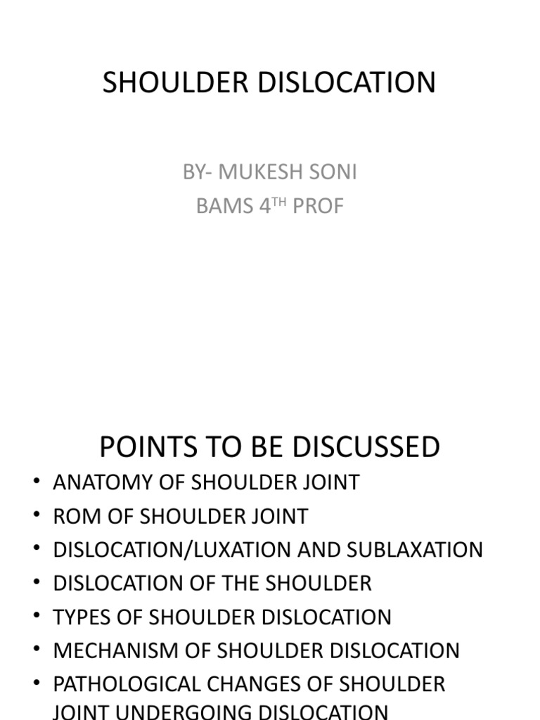 Shoulder Dislocation Final PDF Shoulder Anatomical Terms Of Motion