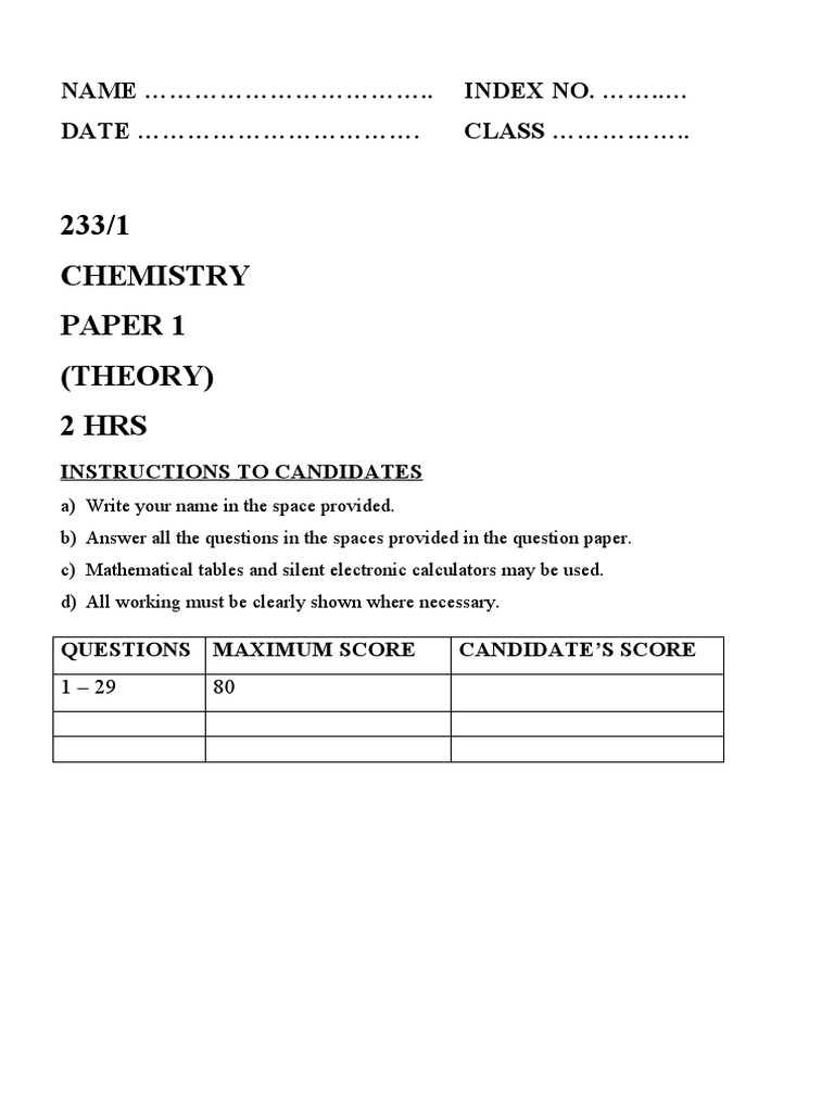 Form 3 Chemistry Exam Questions | PDF | Oxide | Chemical Reactions