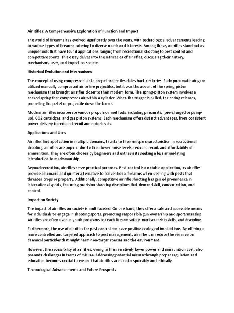 Air Rifles Essay | PDF | Rifle | Firearms