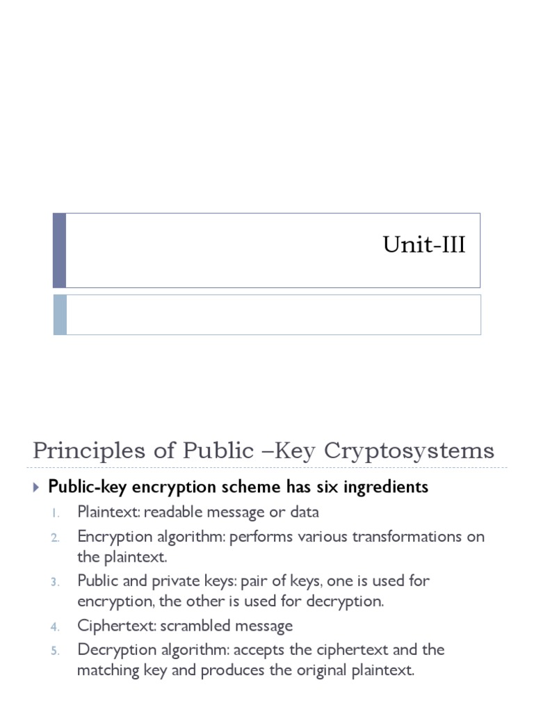 CNS Unit-III | PDF | Cryptography | Public Key Cryptography