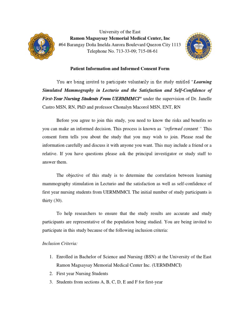 Informed Consent for Nursing Study | PDF