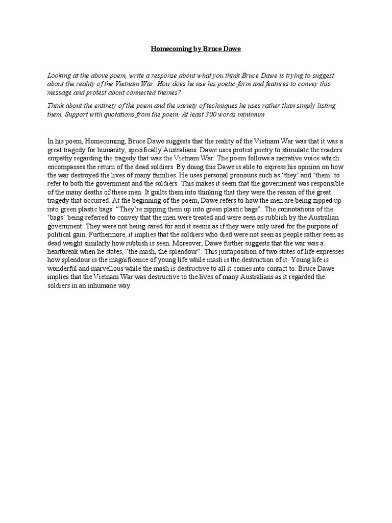 Homecoming by Bruce Dawe | PDF