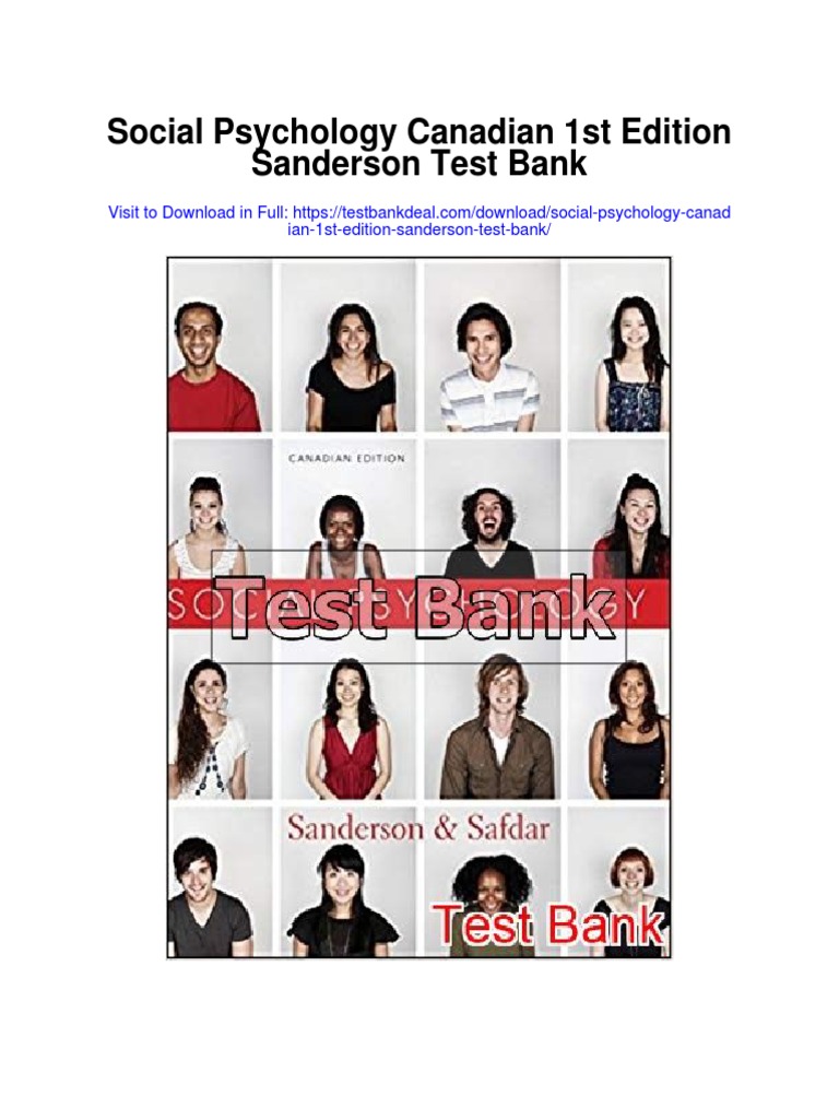 Social Psychology Canadian 1st Edition Sanderson Test Bank PDF Self Concept Self Awareness