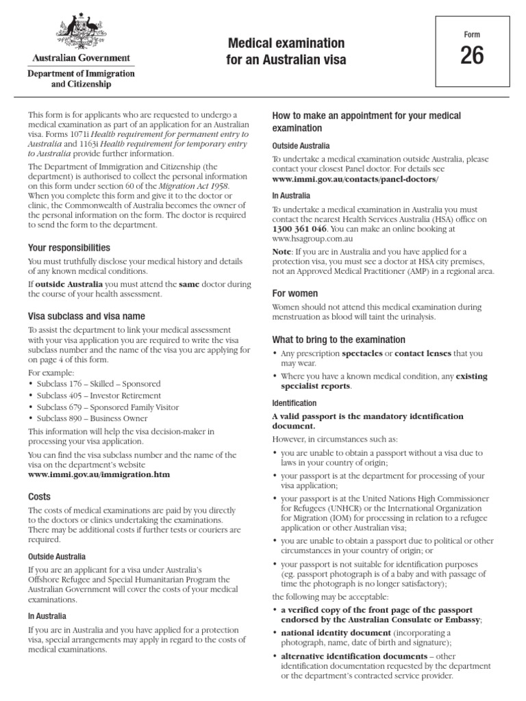 Medical Examination For An Australian Visa Download Free PDF Identity Document Travel Visa