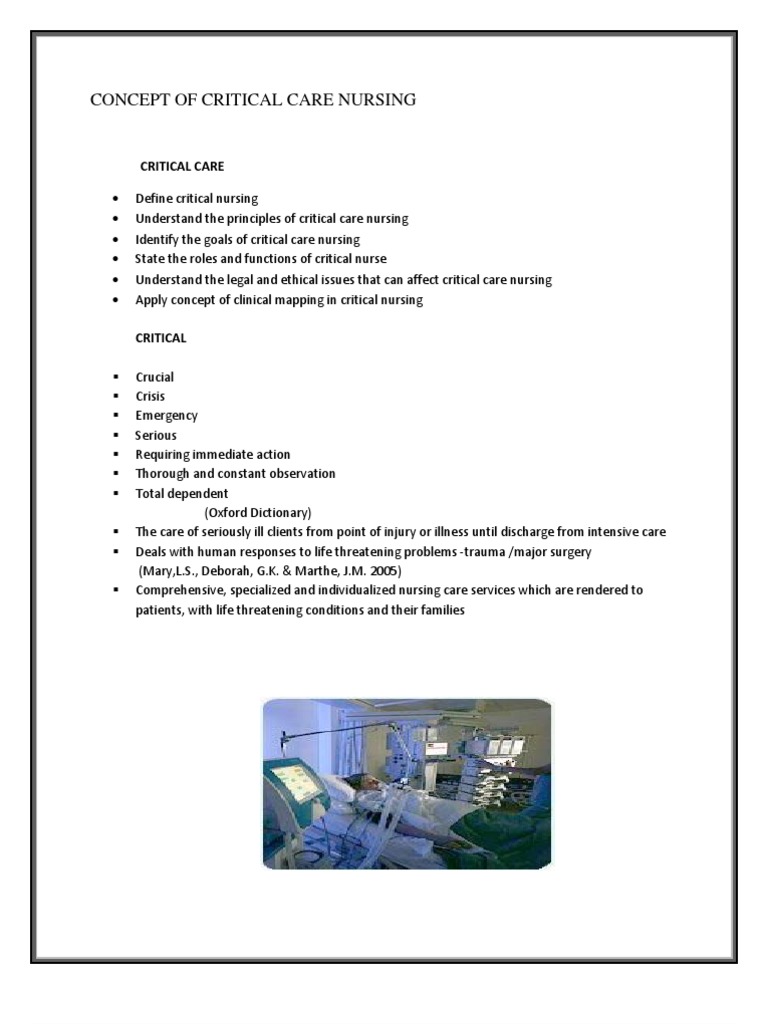 Concept of Critical Care Nursing - Docx (Mean) | PDF | Intensive Care ...