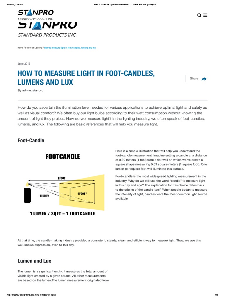 How To Measure Light in FootCandles, Lumens and Lux Stanpro