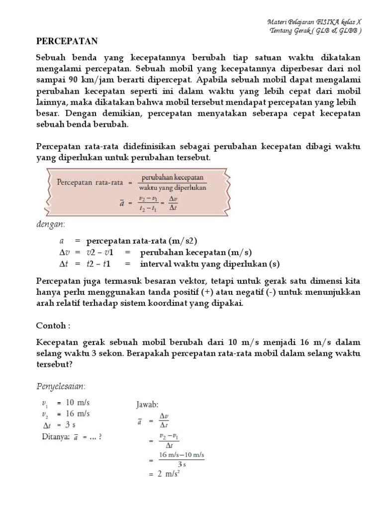 Contoh Soal Glbb Smp Kelas 8 - Contoh Soal Terbaru