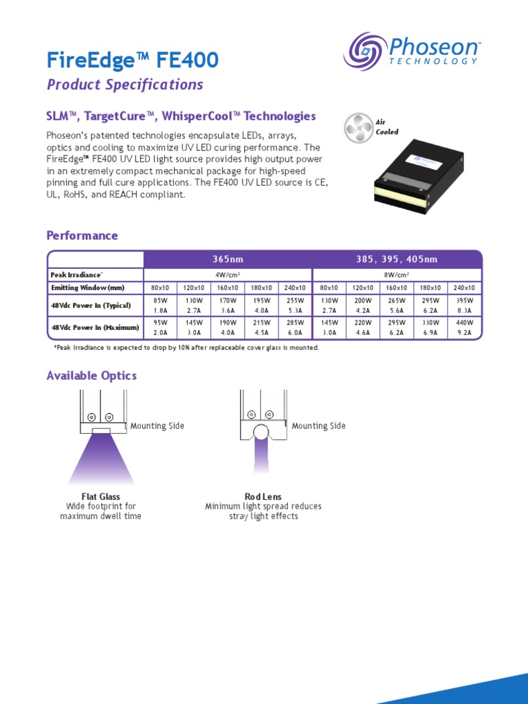 FireEdge FE400 Spec Sheet - 1 | Download Free PDF | Light Emitting ...