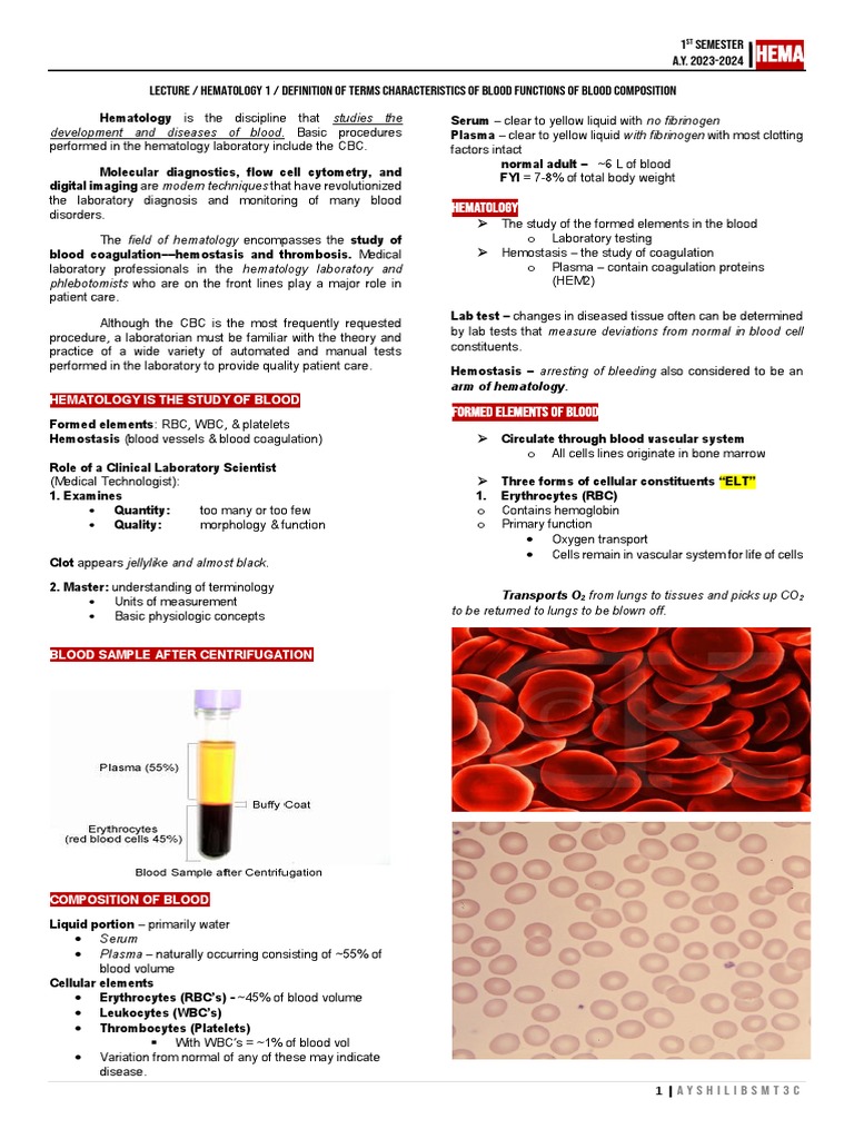 HEMA Lec 12 | PDF | White Blood Cell | Coagulation