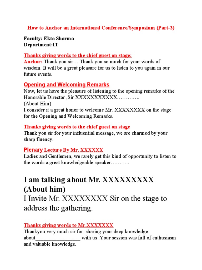 Anchoring Script for Conference Events | PDF