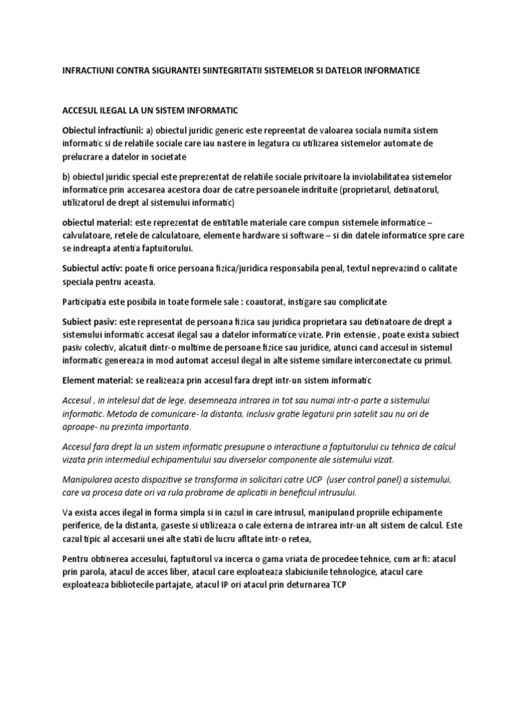 Infractiuni Contra Sigurantei Siintegritatii Sistemelor Si Datelor ...
