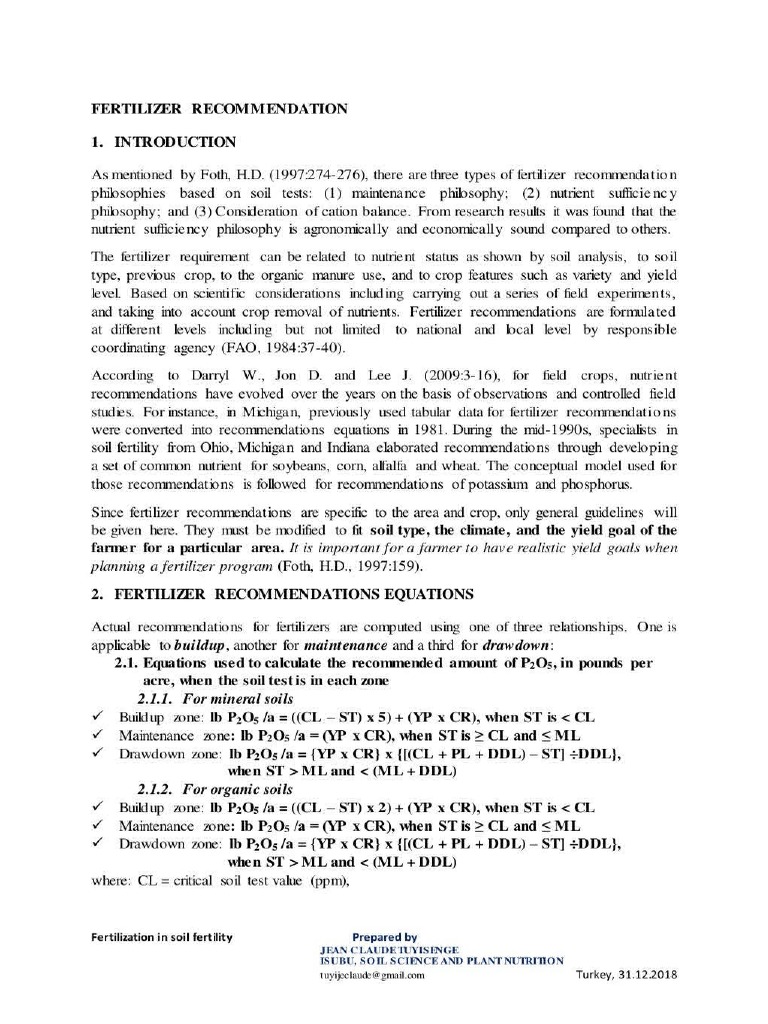 Fertilizer Application Rate Calculation Pdf