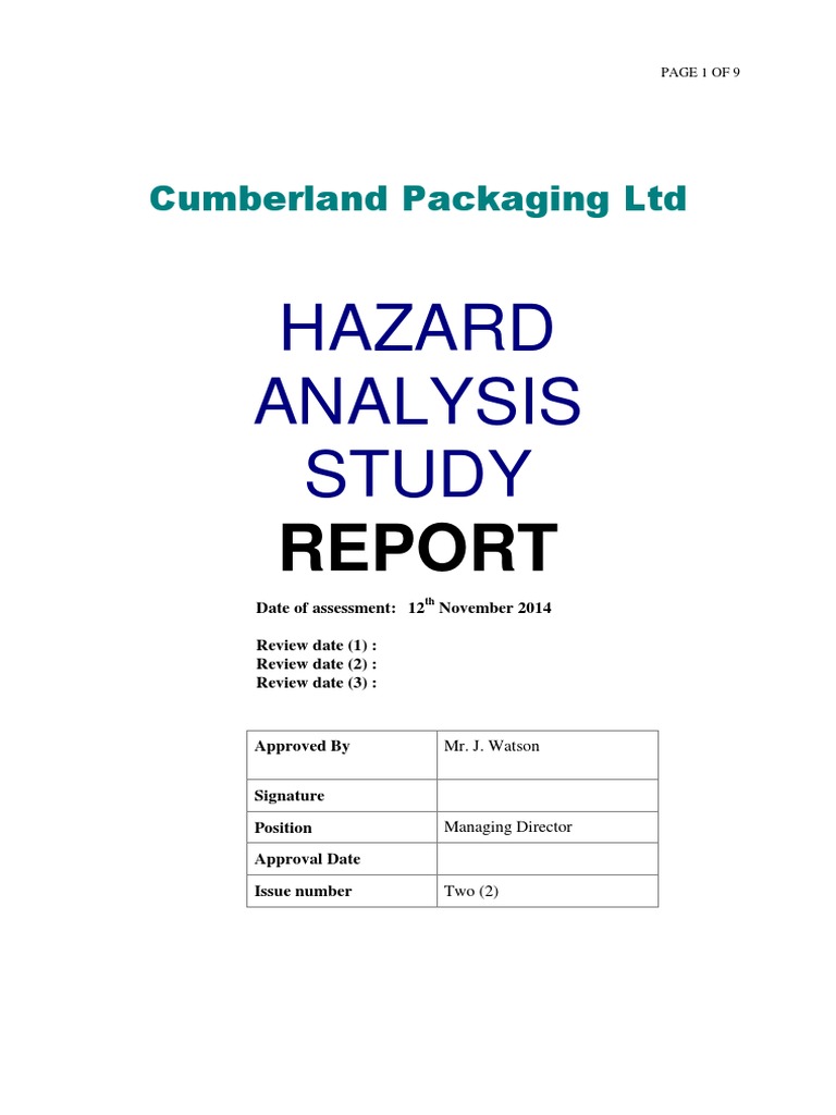 HACCP Study Report for Packaging | PDF | Pallet | Hygiene