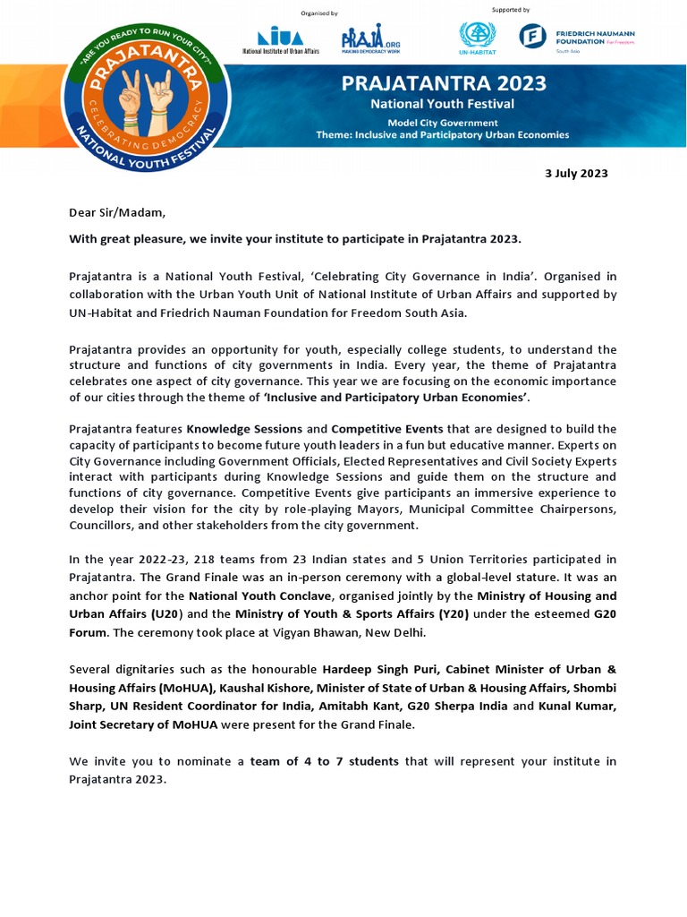 Prajatantra 2023 Invitation Letter PDF
